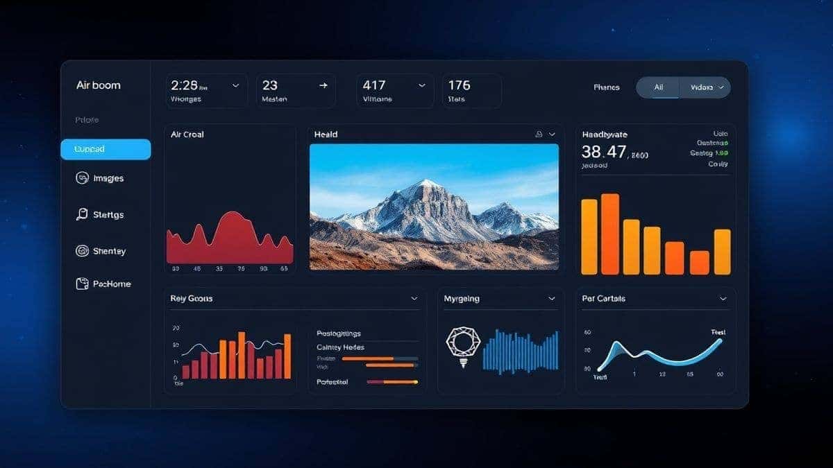 clean and modern AI Boom dashboard showing photo upload interface for image to video ai, soft ui, ultra detailed