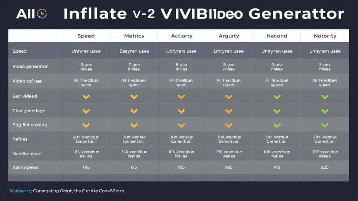 professional comparison chart showing ai inflate vs other ai video generators, highlighting speed, ease of use, and quality metrics, modern infographic style