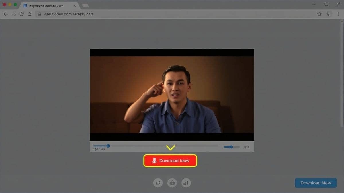 user downloading finished dramatic zoom video from ai video maker website, download button highlighted, modern clean interface
