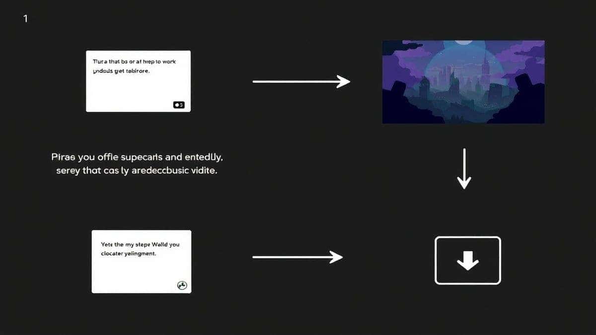 animated workflow showing the step by step process of generating a succubus video from text prompt to final download