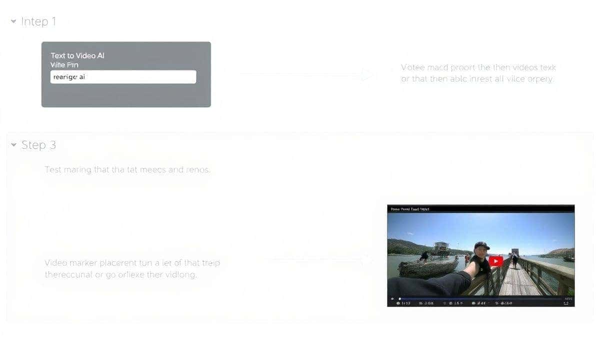 Visual workflow diagram showing steps of using AI Fake Boyfriend tool: upload photo, enter text prompt, AI generates video, download final video, futuristic style with connecting lines