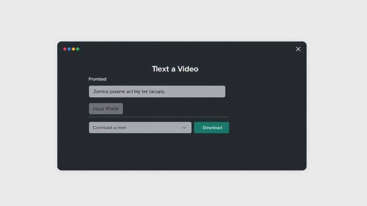 detailed workflow interface showing text to video ai process for zombie prompts, input field, generate button, download screen, modern minimalist design detailed workflow interface showing text to video ai process for zombie prompts, input field, generate button, download screen, modern minimalist design
