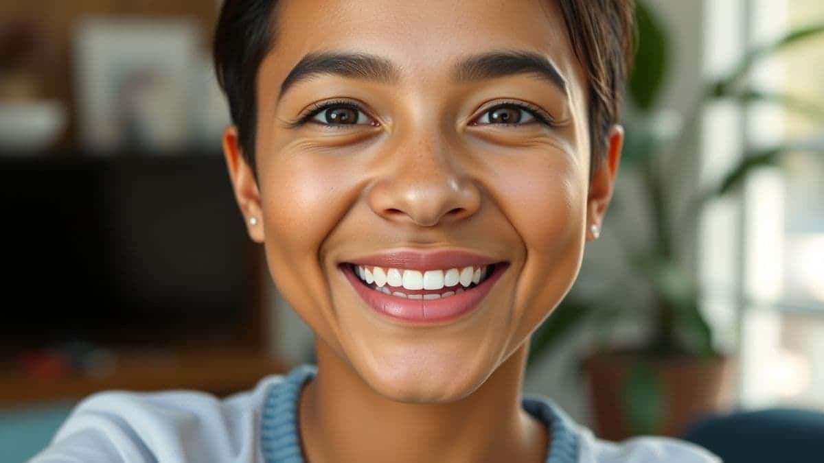 text2vid ai smile generator converting a neutral face photo into a smiling animated video, ultra realistic skin texture, natural lighting