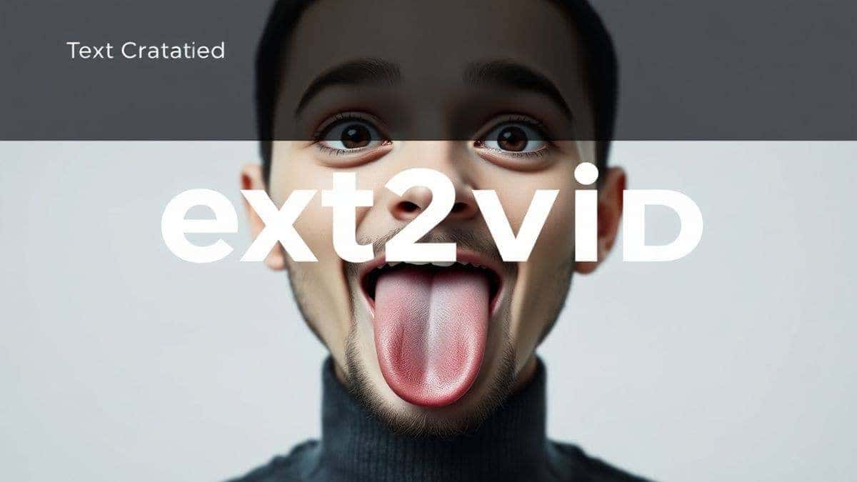 text2vid ai generator interface showing a funny tongue out face video being created from text prompt, modern ui design, ultra detailed, 4k