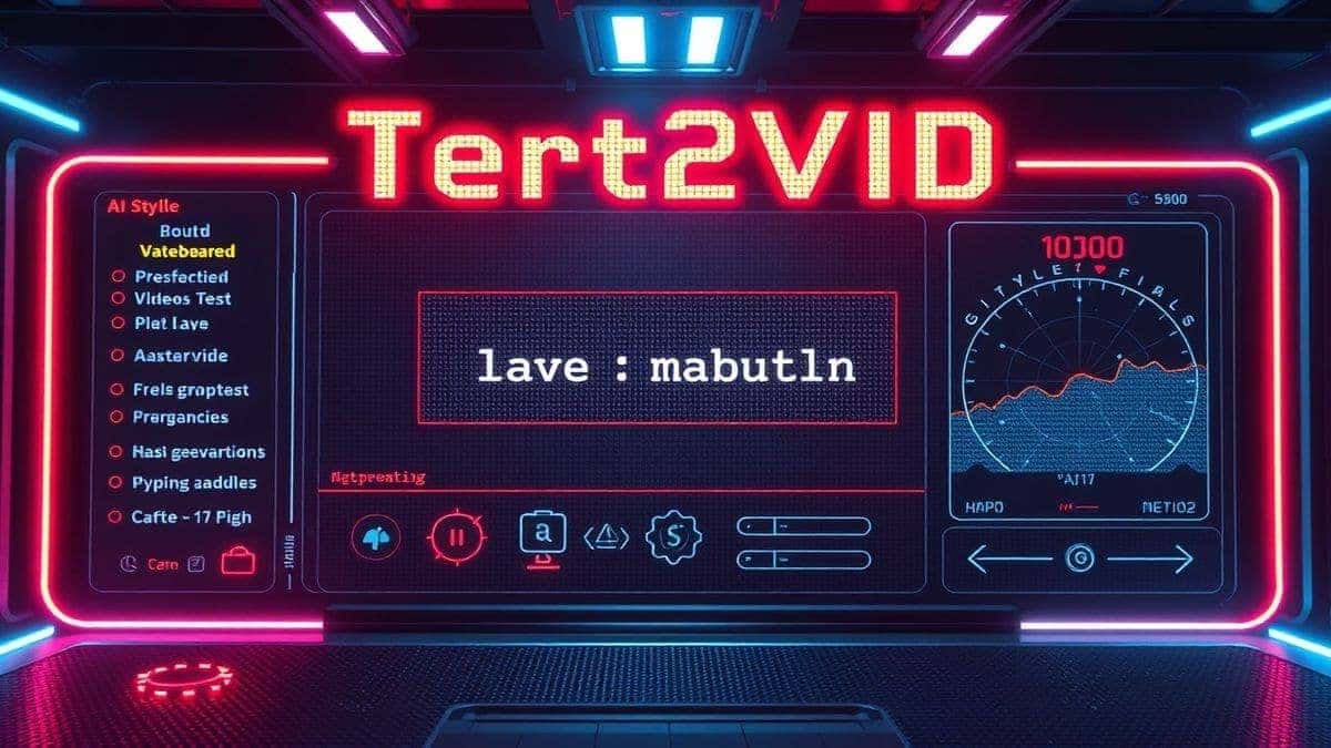 text2vid ai pixel video generator dashboard showing prompt input field and retro style video preview, neon lights, futuristic interface, ultra detailed